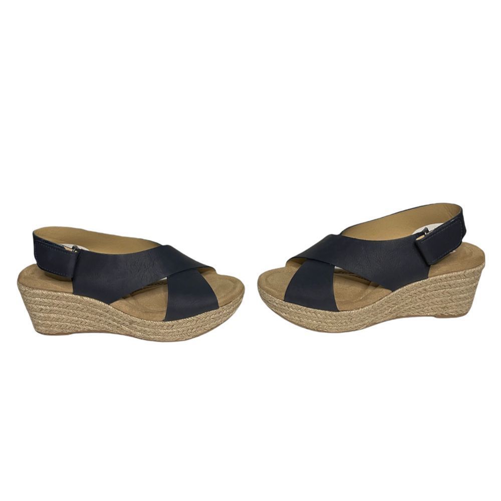 CL by Laundry Navy Blue Espadrille Wedge Sandals - Picture 2 of 9